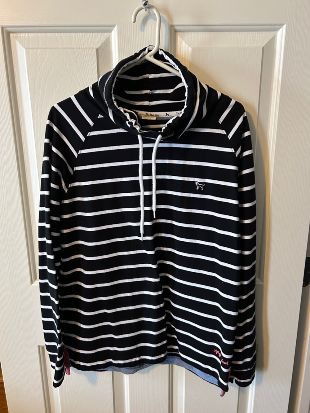 The Black Dog Black and White Striped Hoodie Sweatshirt